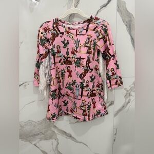 Pink Western Fringe Girls Cowgirl Dress